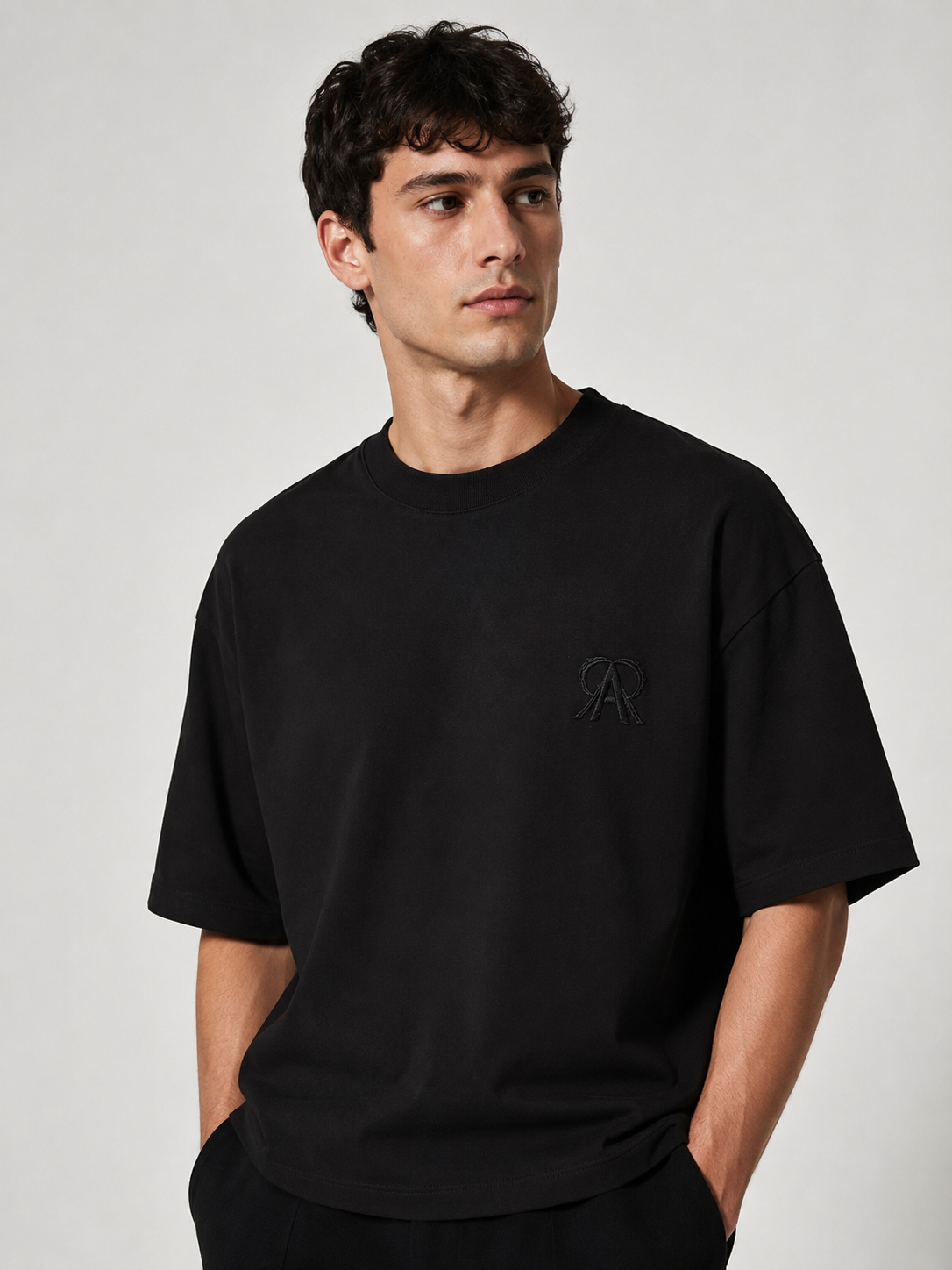 Premium Siyah Oversize Baskılı Tişört |  Riviera